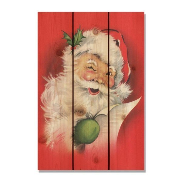 16 x 24 in. Red Santa Inside & Outside Cedar Wall Art, Rickis Rugs, Mfr#: RI2564484
